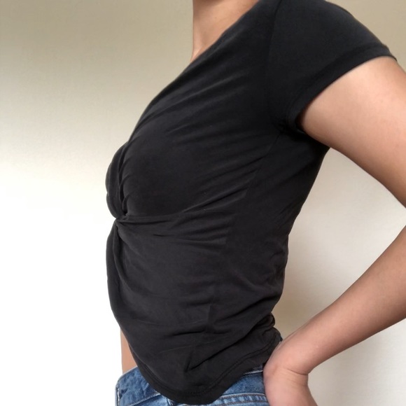 Lulus Bidwell Washed Black Twisted Back Tee - Picture 3 of 3